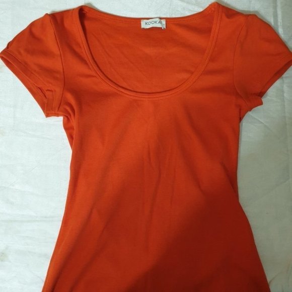 KOOKAI Size 1 (AU 10/12) Orange Top Round Neck Cap Sleeves NWOT - Picture 11 of 12